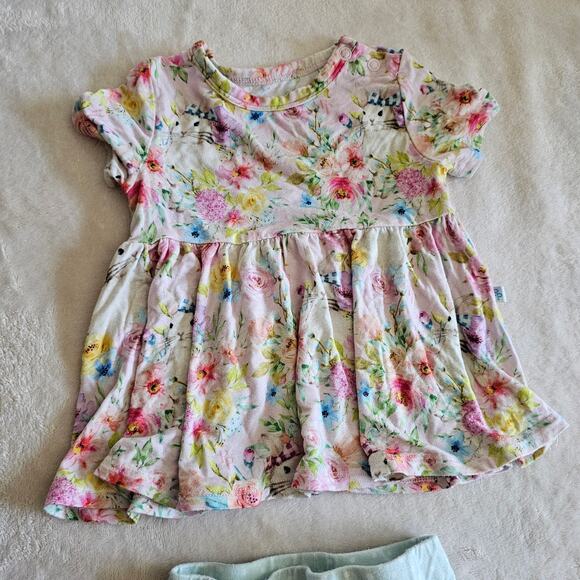 Posh Peanut 6-12m Easter Bunny Rose Peplum 2pc Bummies Viscose Bamboo - Picture 2 of 8